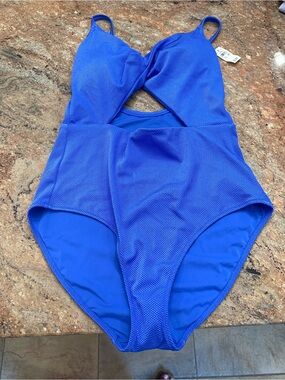 Aerie Blue One-Piece Swimsuit with Twist Front
